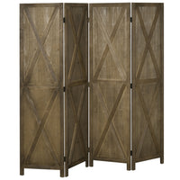 HOMCOM 4 Panel Freestanding Room Divider for Bedroom Office - Brown-Great for creating a personal space or dividing up large rooms
