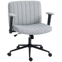 HOMCOM Criss Cross Wide Office Chair with Arms and Wheels - Grey-Wide U-shaped velvet-feel seat allows for comfortable cross-legged sitting during long workdays
