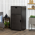 Outsunny Patio Storage Cabinet with Basket Drawer - Dark Brown-Powder-coated metal frame is rust-resistant and designed for long-lasting outdoor use