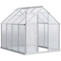 Outsunny 6' x 8' x 6.5' Polycarbonate Greenhouse - Clear- Spacious 6' x 8' x 6.5' greenhouse for growing flowers, vegetables, and fruits
 