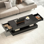 HOMCOM High Gloss Coffee Table with Adjustable LED Light - High Gloss Black-High-gloss finish on the whole surface adds a high-end touch