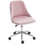 Vinsetto Vanity Office Chair with Swivel Wheels - Pink-Curved line design with thick padding seat provides extra comfort