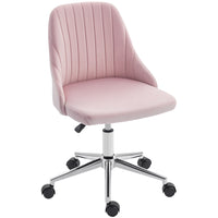Vinsetto Vanity Office Chair with Swivel Wheels - Pink-Curved line design with thick padding seat provides extra comfort