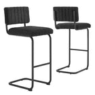 Modway Parity Boucle Bar Stools - Black Black - Set of 2-Powder-Coated Metal