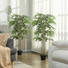 Outsunny 5' Artificial Bamboo Tree in Pot with 1095 Leaves - Green - 2 Pack-This plant includes 1095 leaves which bring a natural feeling to your room 