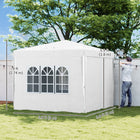 Outsunny 10 ft W x 10 ft L Pop-Up Canopy Tent with Sidewalls and Carry Bag - White-8 drain holes prevent water from pooling on the canopy