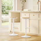 HOMCOM Adjustable Swivel Wooden Bar Stools - Natural Wood and White - 2 Pack-Anti-slip rubber ring at the bottom to protect floor and keep silence
