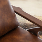 Ebello Joichiro 29.5" Wide Solid Wood Frame Upholstered Mid Century Modern Retro Armchair Accent Chair - Light brown-Dimensions: 35" H x 29.5" W x 34.3" D