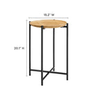 Modway Xilo Round Wood and Metal Side Table - Oak-Solid Mango Wood Top