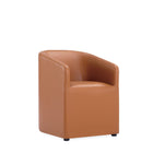 Manhattan Comfort Anna Round 23.23" Modern Faux Leather Upholstered Dining Armchair - Saddle-Weight Capacity: 300 lb