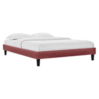 Modway Reign Performance Velvet Queen Platform Bed Frame - Dusty Rose-Upholstered Queen Platform Bed Frame