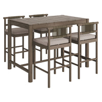 Modway Eleni 5-Piece Outdoor Teak Wood Bar Set - Weathered Grey Pebble-Teak Wood Furniture Set