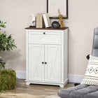HOMCOM 23.6" L Storage Cabinet for Farmhouse Kitchen - White-Solid MDF frame with a melamine coating for greater stability