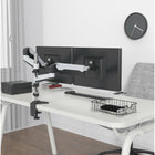 ShoppingAll Fully Adjustable Pneumatic Dual Gas Spring Monitor Desk Clamp Mount - White-1 Year Limited Manufacturer Warranty