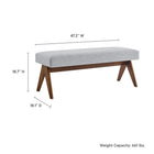 Modway Lyra 47" Fabric Upholstered Bench - Light Grey-47 Inches