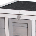 PawHut 17" Wooden Rabbit Hutch with Run and Tray - Grey-Cage raised off the ground to prevent dampness while more comfort for pets 