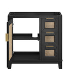 Modway Dixie 36" Solid Wood Bathroom Vanity Cabinet - Black-Assembly Required