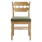 Modway Jax Oak Wood Dining Chair With Wavy Razor Back and Cushion - Weathered Oak Sage-Fully Assembled