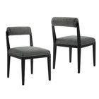 Modway Kai Fabric Dining Chair 2-Piece Set - Charcoal-Ash Wood Frame and Legs
