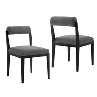 Modway Kai Fabric Dining Chair 2-Piece Set - Charcoal-Ash Wood Frame and Legs