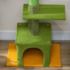 PawHut 90.5" - 108" Floor-To-Ceiling Cat Tree - Green-Top post, stable base and anti-tipping kit ensure safety 
