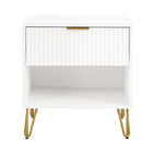 Manhattan Comfort DUMBO 20.07" Modern 1-Drawer Nightstand - White-Modern-Contemporary with a taste of Glam - Nightstand for Bedroom and Living Room Use