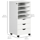 Vinsetto 3-Drawer Office Cabinet with Wheels - White-Particleboard with melamine coated for easy cleaning and reliable daily use
