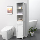 Kleankin Tall Slim Freestanding Bathroom Tower Cabinet - White-Elegant style will sit beautifully in most bathroom styles, living room, hallway as well  