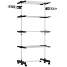 HOMCOM 4-Tier Clothes Drying Rack with Side Wings Wheels for Indoor Outdoor - Black-With 25.5 inches (64.8 cm) of space for indoor clothes drying 