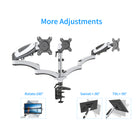 ShoppingAll Adjustable Triple Gas Spring Monitor Desk Mount - White-Designed with removable arms and gas spring system provides great flexibility in positioning your monitors.