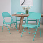 Flash Furniture HERCULES COLORBURST Series Tantalizing Teal Triple Braced & Double Hinged Metal Folding Chair-Non-Marring Floor Glides
