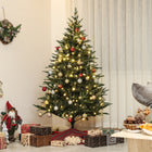 HOMCOM 6' Artificial Christmas Tree with LED Lights and Hinged Tips - Green-Easy-to-shape branches open automatically, simplifying assembly 