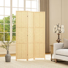 HOMCOM 3-Panel Bamboo Wave Freestanding Room Divider for Indoor Bedroom Office - Natural Wood-Material: Bamboo, Pine Wood
