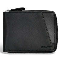 Champs Iconic Leather Zip Around Wallet - Black/Black-Leather Zip around wallet in gift box