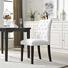 Modway Duchess Button Tufted Vegan Leather Dining Chair - White-Solid Rubberwood Legs