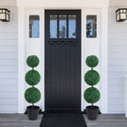 Outsunny 44" Artificial Boxwood Topiary Ball Tree - Dark Green - 2 Pack-Suitable for home, office, or outside use, offering a natural accent for any space 