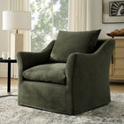 Modway Somerset Linen Blend Slipcovered Armchair - Sage-Curved Sloped Arm Design