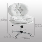 HOMCOM Comfortable Cross Leg Computer Desk Chair with Padded Seat - White-Adjustable seat height with a secure, smooth class-3 gas lift