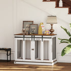 PawHut 47" Dog Crate Furniture with Divider Panel - White-A sizable top for storing ornaments, books, or pet supplies 