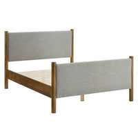 Modway Maven Queen Size Fabric Upholstered Platform Bed - Wheat Walnut-Wooden Bed Frame