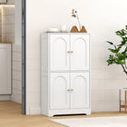 HOMCOM 43" H Modern 4-Tier Kitchen Pantry Cabinet - White-Anti-tipping straps enhance safety and stability 