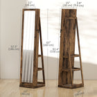 HOMCOM Mirror Jewelry Cabinet - 15" L x 15" W x 63" H - Rustic Brown-Made of MDF board, solid and robust 