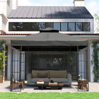 Outsunny 10' L x 10' W Gazebo Replacement Canopy Cover with Drain HolesTop Cover - Dark Grey-Water drainage holes for rain