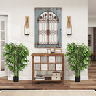HOMCOM 4.6' Artificial Bamboo Tree for Home Decor - Green - 2 Pack-Enhanced with PE moss and cement soil for extra stability 