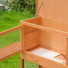 PawHut 2-Tier Elevated Wooden Rabbit Hutch with Sliding-Out Tray-2 Smooth pullout trays included for easy cleaning, to maintain a neat environment for bunnies 