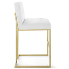 Modway Privy Gold Stainless Steel Upholstered Fabric Bar Stool - Gold White-Elegant Biscuit Tufting