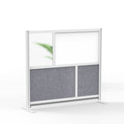 Luxor Modular Wall with Whiteboard - 53" W x 48" H - Segmented Grey Frame, Frosted Acrylic, Cool Grey PET-Creates semi permanent privacy in shared spaces