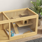 PawHut Large Wooden Hamster Cage with Pull-out Tray, Seesaws & Ladder-Colour: Natural Wood Effect