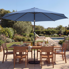 Outsunny Market Patio Umbrella with Base and Sandbag - 10' x 10' - Blue-Smooth crank handle enables quick and effortless operation