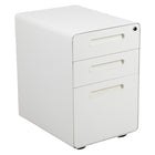 Flash Furniture Ergonomic 3-Drawer Legal/Letter Locking Mobile Filing Cabinet - White-Sleek appearance with inset handles